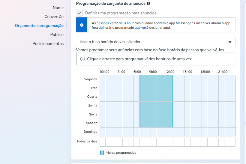 Estratégia no Meta Ads usada para restaurante somente no horário que abrem